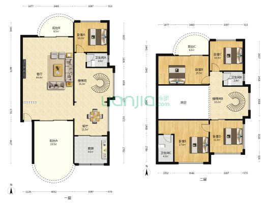 金沙湾花园 5室2厅3卫 210平方
