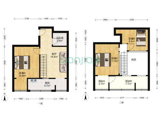 中正花园 3室1厅1卫 61平方