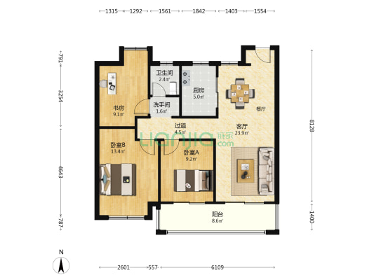 浅悦静庭 3室1厅2卫 96平方