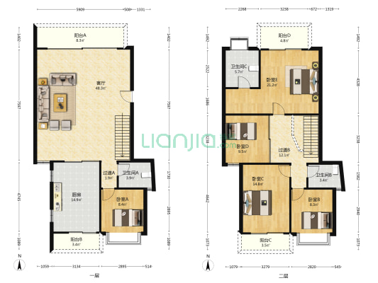 金盘雅苑 5室1厅3卫 191平方
