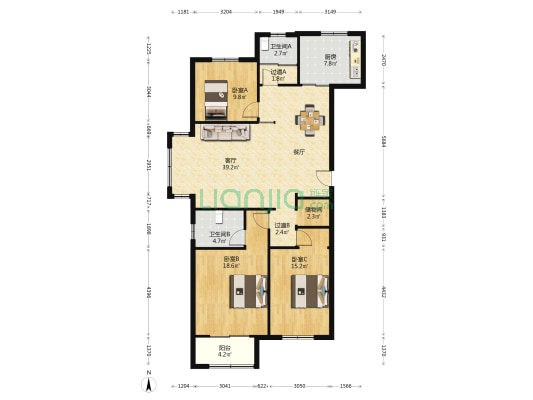 天霖苑 3室1厅2卫 160平方