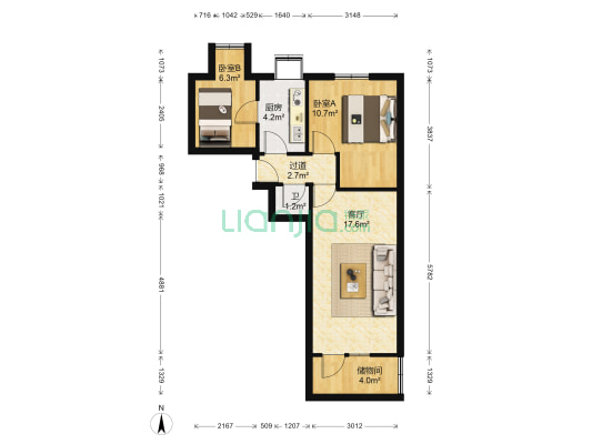 兰石（敦煌路） 2室1厅1卫 47平方