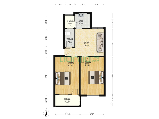 第四人民医院家属院 2室1厅1卫 70平方