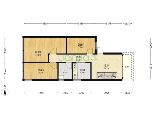 西堤二路 3室1厅1卫 79平方