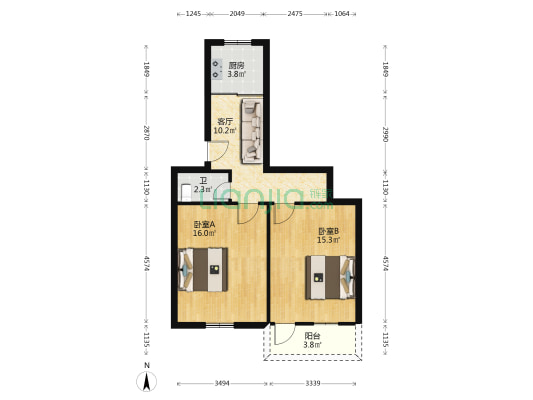 桐君路99号 2室1厅1卫 63平方