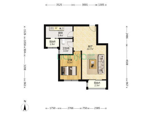 河畔泽园 1室1厅1卫 60平方