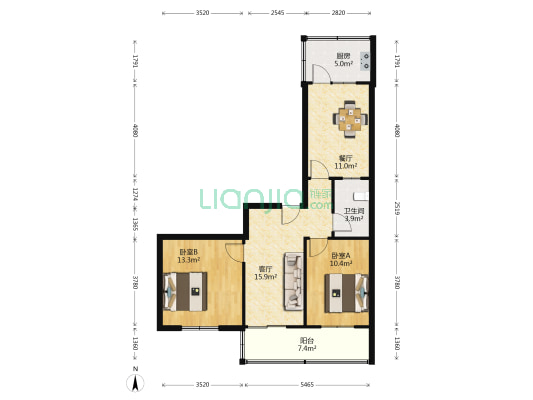 山大南路9号 2室2厅1卫 82平方
