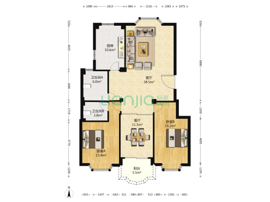 城市映象 2室2厅2卫 130平方