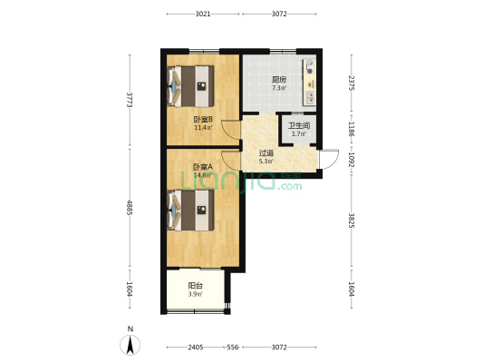省政府东院宿舍区 2室0厅1卫 56平方