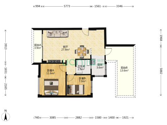 尚明雅舍 2室1厅1卫 68平方