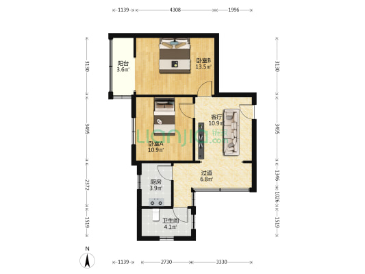 钟山街117附2号 2室1厅1卫 74平方