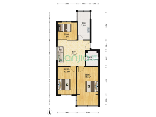 人丰小区 3室1厅1卫 74平方