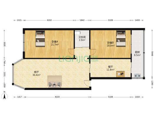 新华小区 2室2厅1卫 118平方