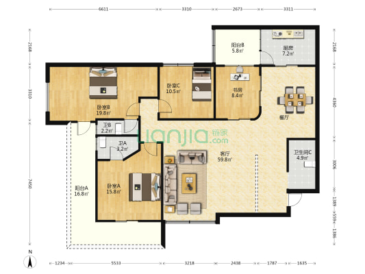 国豪帝景 4室1厅3卫 185平方