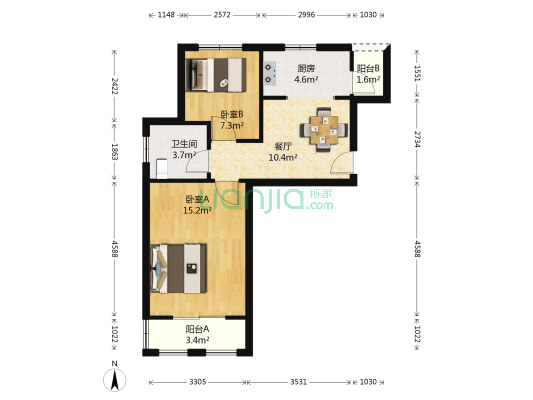 塘和家园登云苑 2室1厅1卫 68平方