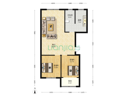 和佳星河苑 2室1厅1卫 111平方
