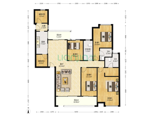 科城山庄 4室1厅3卫 187平方