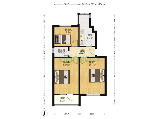 回收公司家属院 3室0厅1卫 55平方