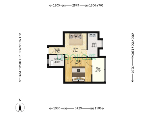 船山路 1室1厅1卫 39平方