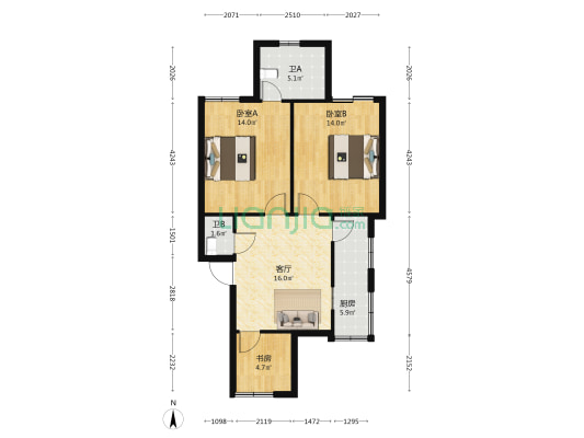 韩家埭新村 3室1厅2卫 78平方