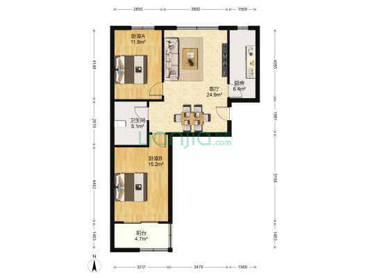 崇阳小区 2室1厅1卫 92平方