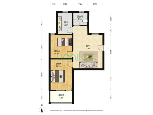 汽运北村 2室1厅1卫 72平方