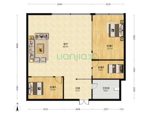 钢材大厦 3室1厅1卫 183平方