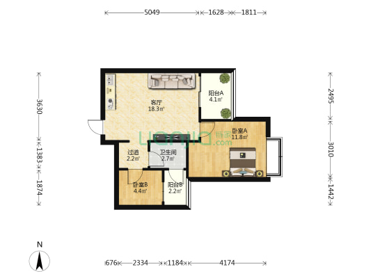 保利崖州湾听海组团 2室1厅1卫 62平方