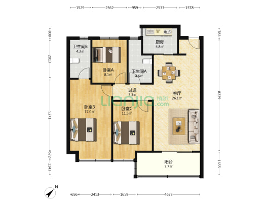 五矿澜悦云玺 3室1厅2卫 101平方