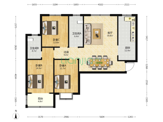 翠湖西华府 3室1厅2卫 130平方