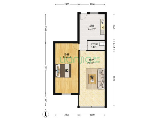 龟湖路三十一弄 1室1厅1卫 61平方