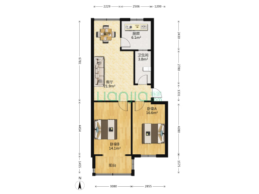 树脂厂家属院 2室1厅1卫 73平方