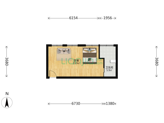 小米公寓 1室0厅1卫 45平方