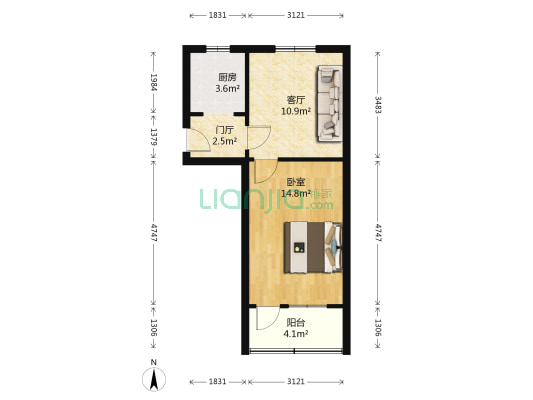 和平路60号 1室1厅0卫 46平方