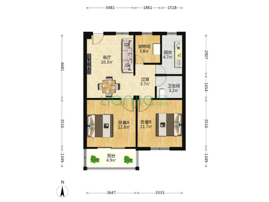 永乐阁 2室1厅1卫 76平方