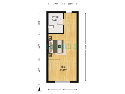 华阳大厦 1室0厅1卫 50平方