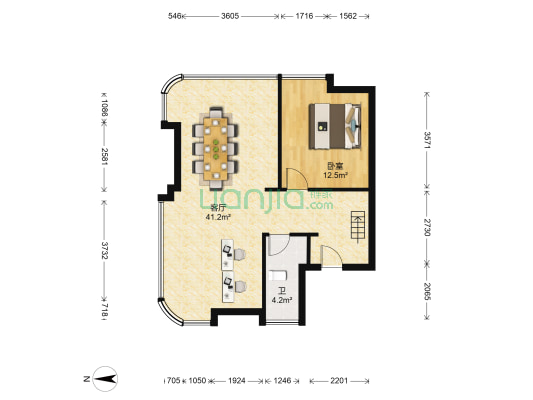 德高信中央大道 1室1厅1卫 94平方