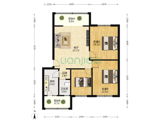 金科苑正街81号 3室1厅1卫 90平方