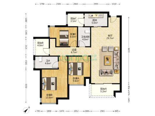中交锦悦二期 3室1厅2卫 113平方