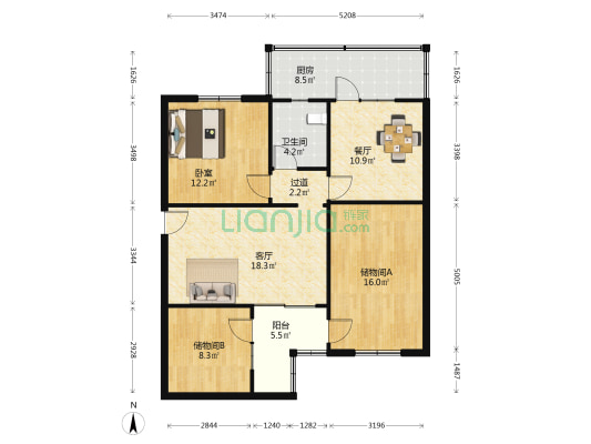 金绸街 1室2厅1卫 102平方