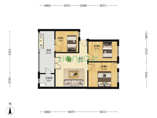北新医院小区 3室1厅1卫 71平方
