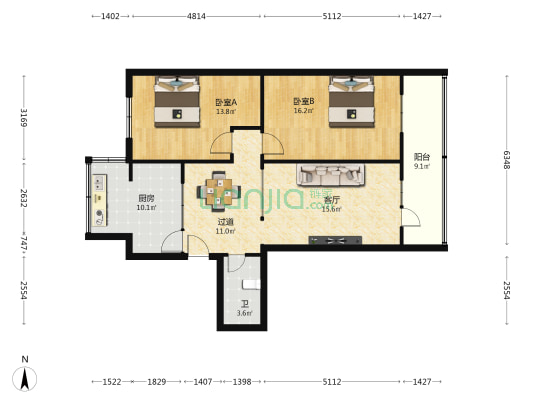 甘肃省旅游发展委员会家属院 2室1厅1卫 68平方