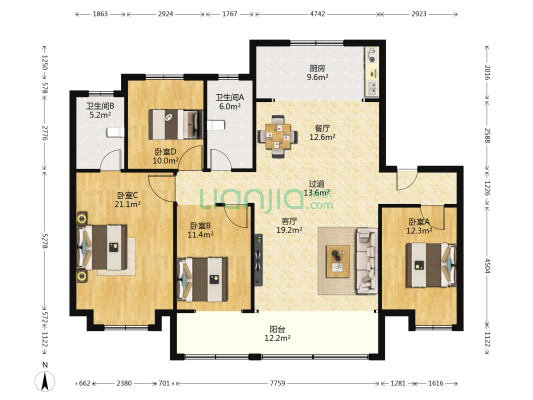 中南樾府 4室2厅2卫 168平方