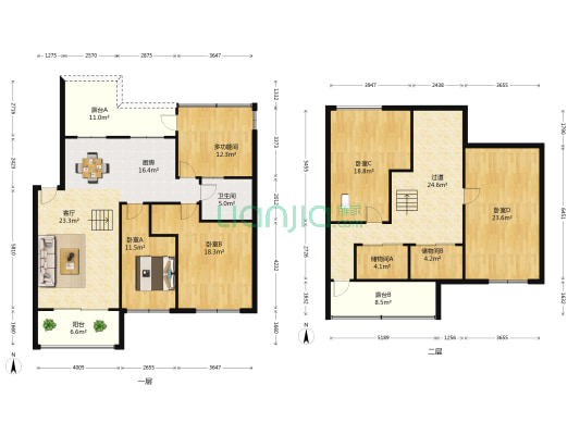 华盛星洲翠谷 5室1厅1卫 144平方