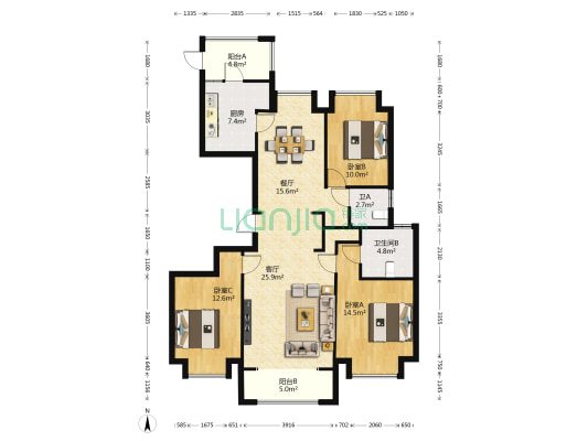 远大凤玺湾 3室2厅2卫 141平方