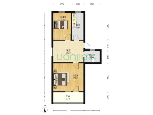 棋盘山路一百三十一号 2室1厅1卫 66平方
