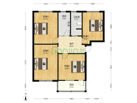 清河西路 4室1厅1卫 100平方
