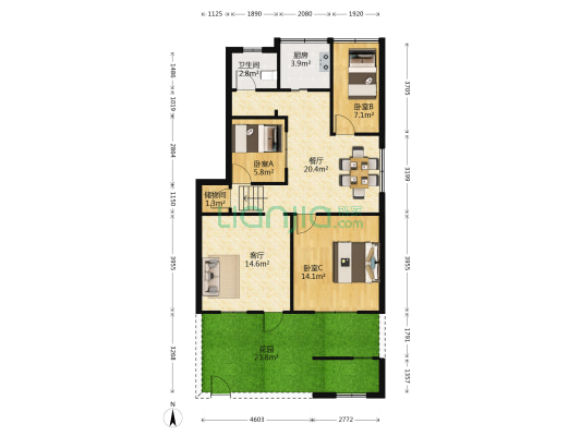 通济路1-12号 3室2厅1卫 89平方