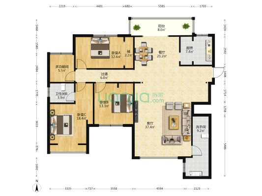 连城别苑悦龙庭 4室2厅2卫 194平方