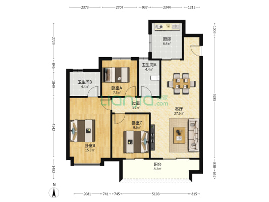 国樾府 3室1厅2卫 119平方